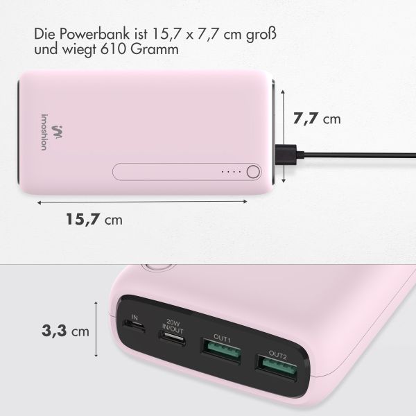 imoshion Powerbank - 27.000 mAh - Schnelles Aufladen und Power Delivery - Rosa