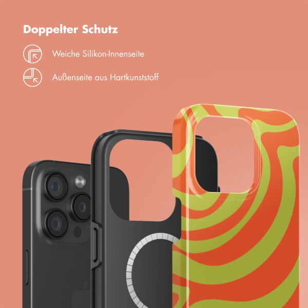 Selencia Vivid Tough Back Cover MagSafe für das iPhone 15 Pro - Wavy Swirl Orange Fern