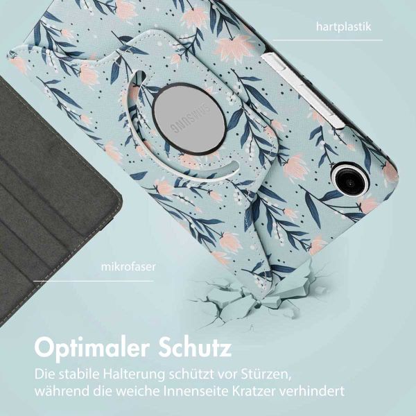 imoshion 360° drehbare Design Klapphülle Samsung Galaxy Tab A9 8.7 Zoll - Flowers