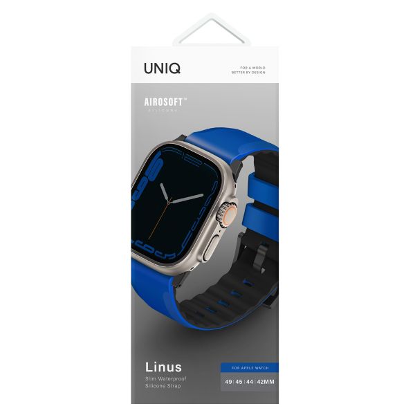 Uniq Linus AiroSoft™ Silikonarmband für das  Apple Watch Series 1 t/m 11 / SE / Ultra (44/45/46/49 mm) - Racing Blue