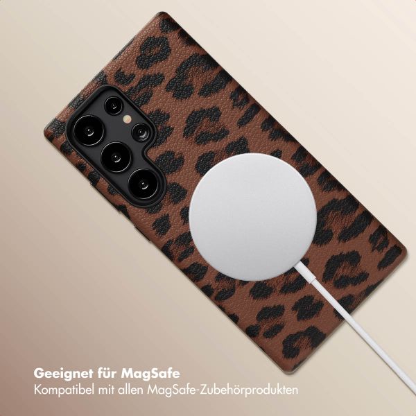 Selencia Sabi Backcover Leopardenmuster mit MagSafe Samsung Galaxy S24 Ultra - Mocha Brown