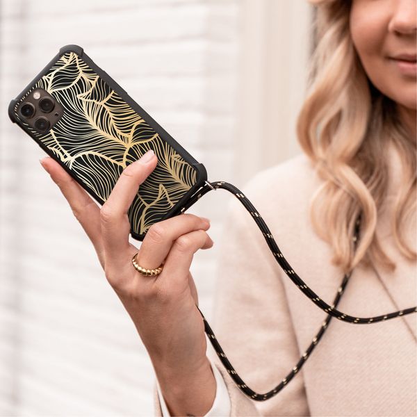 imoshion Design Hülle mit Band Samsung Galaxy A72 - Golden Leaves