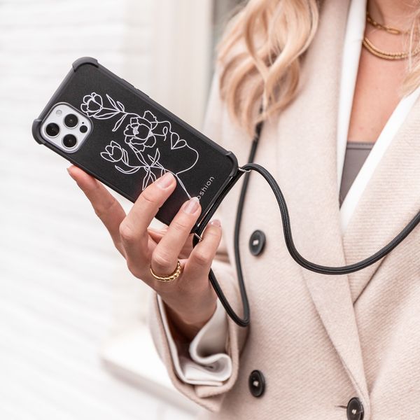 imoshion Design Hülle mit Band für das iPhone 11 Pro - Woman Flower Black