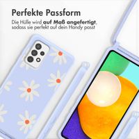 imoshion Silikonhülle design mit Band für das Samsung Galaxy A52(s) / (5G/4G) - Lila Flower Distance