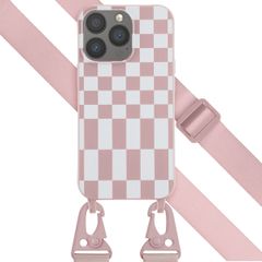 Selencia SilikonHülle design mit abnehmbarem Band Apple iPhone 13 Pro - Irregular Check Sand Pink