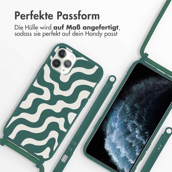 imoshion Silikonhülle design mit Band für das iPhone 11 Pro - Petrol Green Groovy