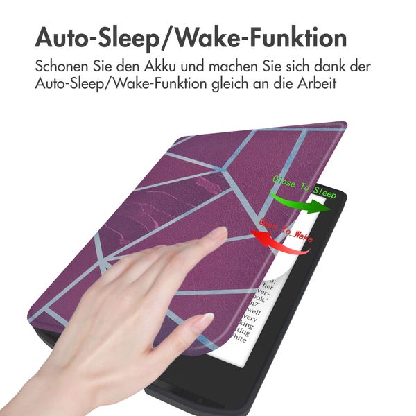 imoshion Design Slim Soft Case Sleepcover für das Pocketbook Verse / Verse Pro / Vivlio Light / Light HD - Bordeaux Graphic