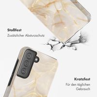 Selencia Vivid Tough Back Cover für das Samsung Galaxy S21 FE - Golden Beige Marble