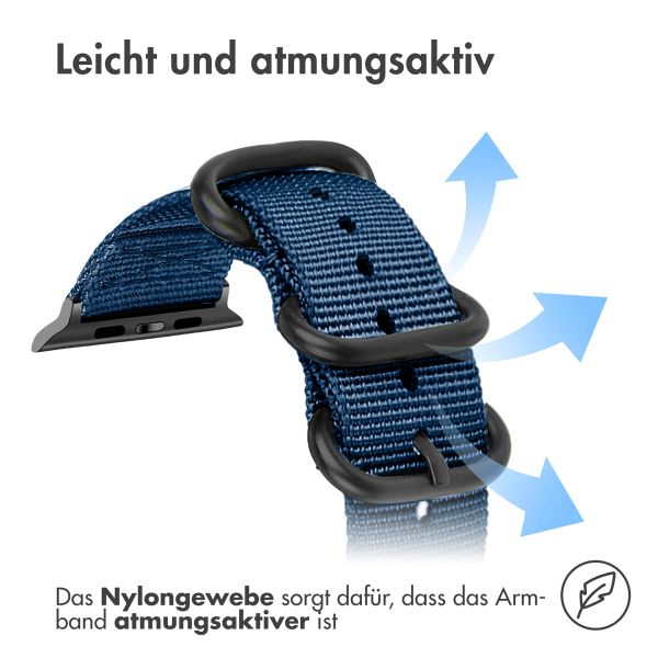 imoshion Nylonarmband für das Apple Watch Series 1-10 / SE / Ultra (2) - 42/44/45/46/49 mm - Dunkelblau