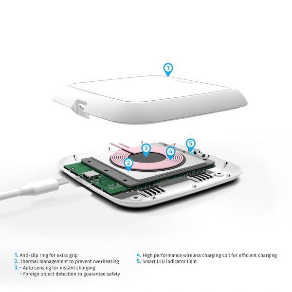 Zens Single Wireless Charger - Kabelloses Ladegerät - 10 Watt - Weiß