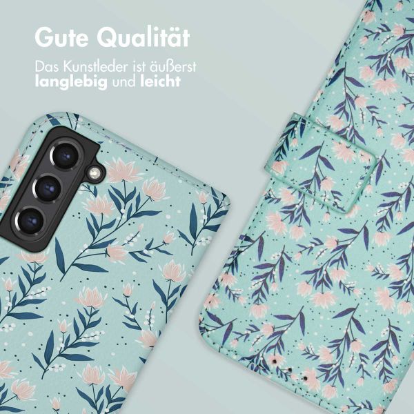 imoshion Design Klapphülle Samsung Galaxy S21 FE - Blue Flowers