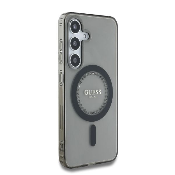 Guess MagSafe IML Strass Hülle Samsung Galaxy S25 - Schwarz