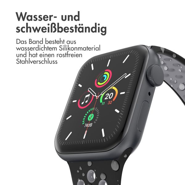 imoshion Sportarmband⁺ für die Apple Watch Series 1 bis 10 / SE / Ultra (2) (44/45/46/49 mm) - Größe M/L - Black & Anthracite