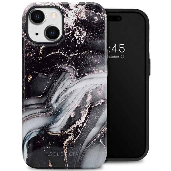 Selencia Vivid Tough Back Cover für das iPhone 14 - Chic Marble Black