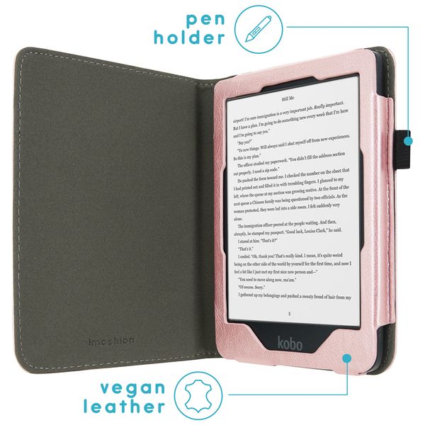 imoshion Vegan Leather Klapphülle Kobo Clara HD - Rosé gold