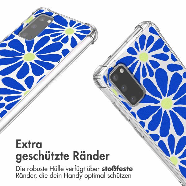 imoshion Design Hülle mit Band für das Samsung Galaxy S20 - Cobalt Blue Flowers Connect