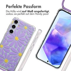 imoshion Design Hülle mit Band Samsung Galaxy A55 - Tropical Violet Flowers Connect