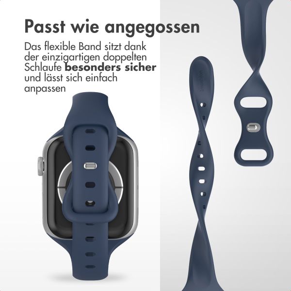 imoshion Slim Silikonarmband für die Apple Watch Series 1-10 / SE / Ultra (2) (44/45/46/49 mm) - Navy Blau