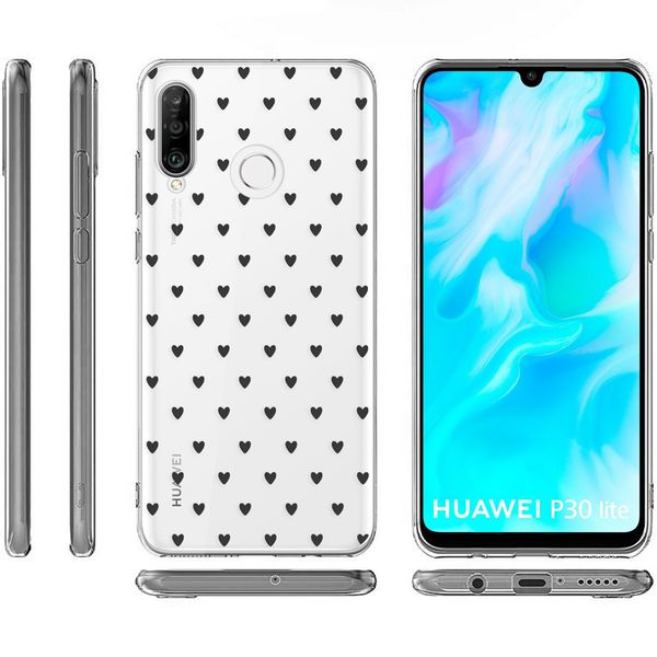 imoshion Design Hülle Huawei P30 Lite - Herzen - Schwarz