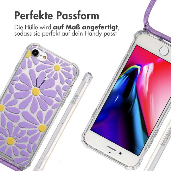 imoshion Design Hülle mit Band Apple iPhone SE (2022 / 2020) / 8 / 7 - Tropical Violet Flowers Connect