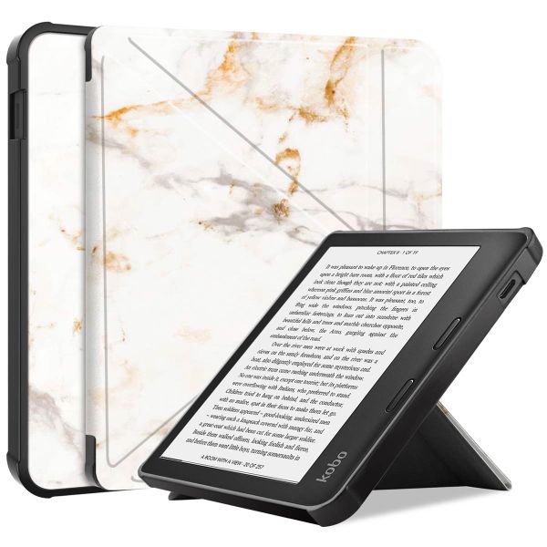 imoshion Design Klappbare Klapphülle Kobo Libra 2 / Tolino Vision 6 - White Marble