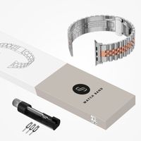 Selencia Jubilee-Edelstahlarmband für Apple Watch Series 1 t/m 9 / SE (38/40/41 mm) | Series 10 / 11 (42 mm) - Zilver & Rosé Goud / Silver & Rose Gold