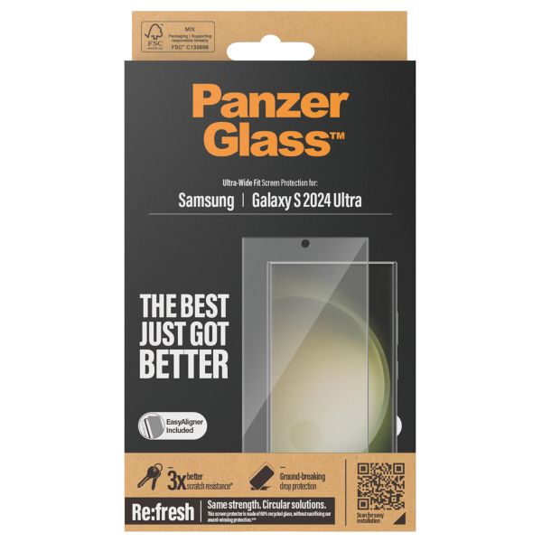 PanzerGlass Refresh Ultra-Wide Fit Anti-Bacterial Screenprotector inkl. Applikator für das Samsung Galaxy S24 Ultra