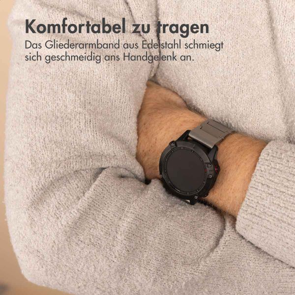 Accezz Mattes Titanstahlarmband -   Garmin 26 mm Anschluss - Titanium