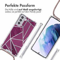 imoshion Design Hülle mit Band Samsung Galaxy S21 Plus - Bordeaux Graphic