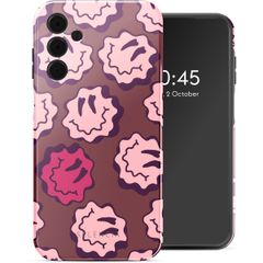 Selencia Vivid Back Cover Samsung Galaxy A15 (5G) - Wavy Smiley Pink