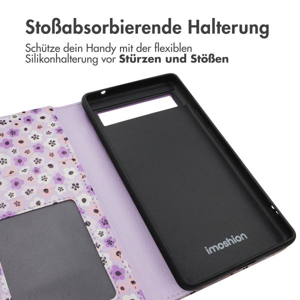 imoshion ﻿Design Klapphülle für das Google Pixel 6a - Purple Flowers