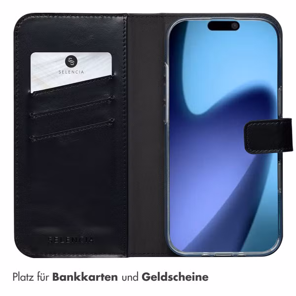 Selencia Echtleder Klapphülle Apple iPhone Air - Schwarz