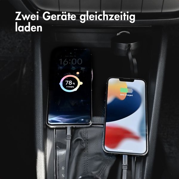 Accezz Autolader mit ausziehbaren Kabeln – USB-C / Lightning – 57W – Schwarz