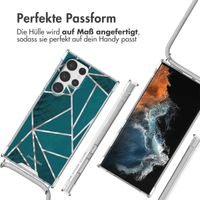 imoshion Design Hülle mit Band für das Samsung Galaxy S22 Ultra - Petrol Green Graphic