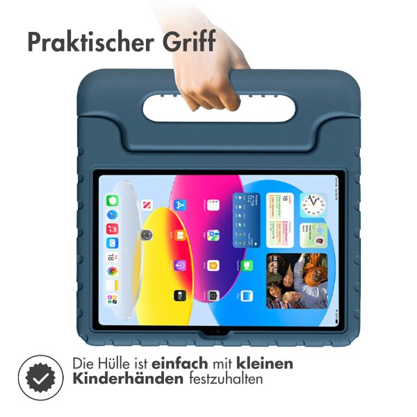 imoshion Schutzhülle mit Handgriff kindersicher für das iPad 11 (2025) 11 Zoll / iPad 10 (2022) 10.9 Zoll - Dunkelblau