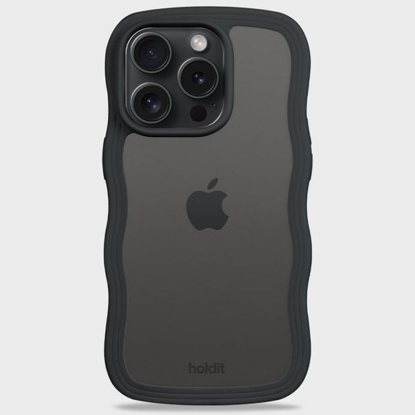 Holdit Wavy Case für das iPhone 15 Pro - Black / Transparent