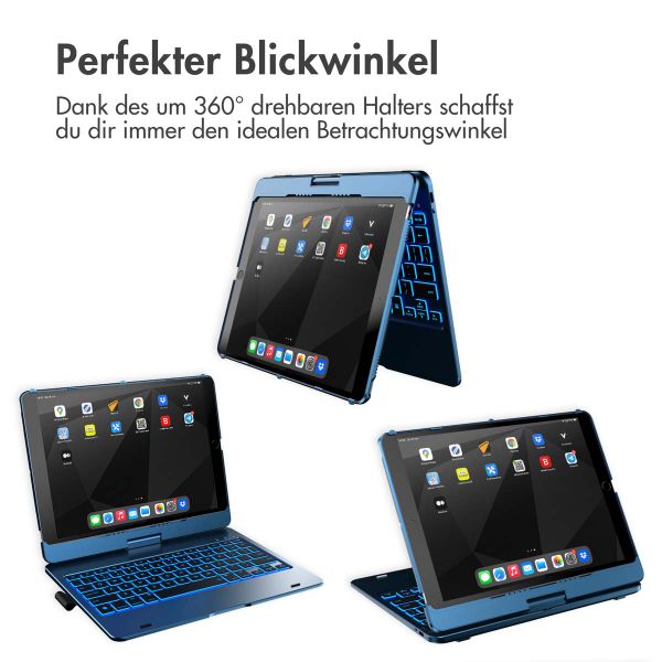 Accezz 360 Slim Keyboard Bookcase QWERTY für das iPad 10.2 Zoll (2019/2020/2021) / Air 5 (2022) / Air 4 (2020) / iPad Pro 10.5 (2017) - Dunkelblau