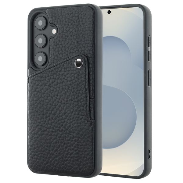 Selencia Riva Back Cover mit Kartenfach Samsung Galaxy S25 / S24 - Schwarz