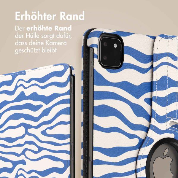 imoshion 360° drehbare Design Klapphülle für das iPad Pro 11 (2018/2020/2021/2022) - White Blue Stripes