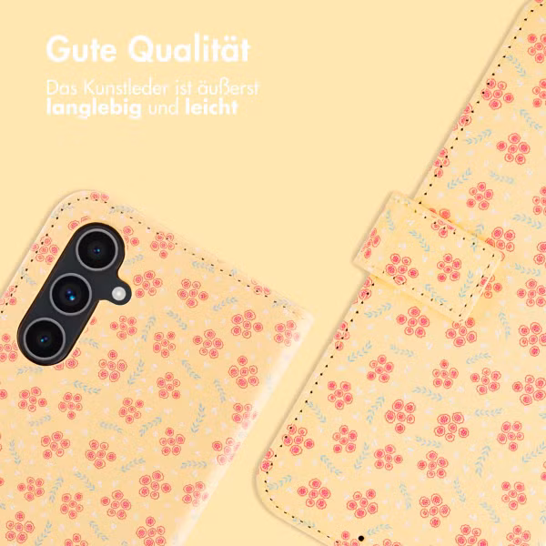 imoshion Design Klapphülle Samsung Galaxy A54 (5G) - Sunny Yellow Petite Flowers