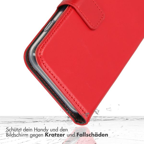 Selencia Echtleder Klapphülle für das Apple iPhone 16 - Rot