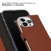 Selencia Echtleder Klapphülle für das iPhone 14 Pro - Hellbraun