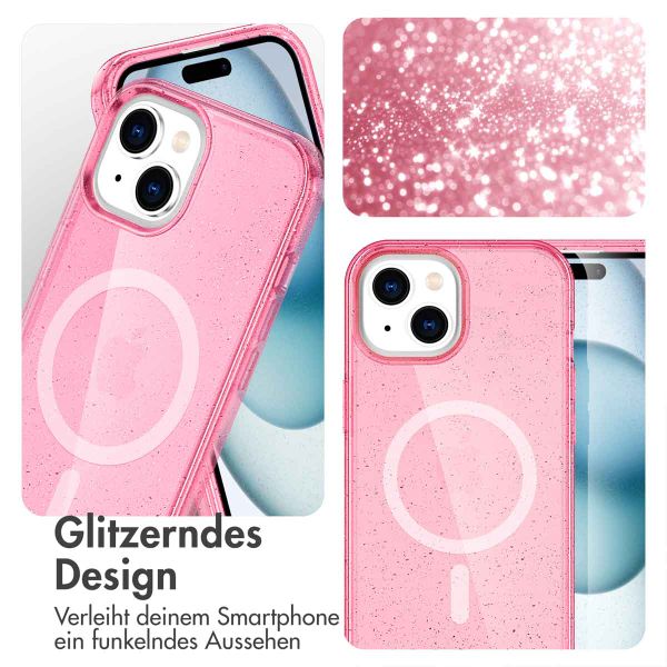 imoshion Sparkle Back Cover mit MagSafe Apple iPhone 15 - Glitzer Rosa