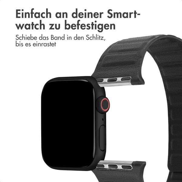 Accezz Magnetisches Echtlederarmband für Apple Watch | 38/40/41/42 mm - Schwarz