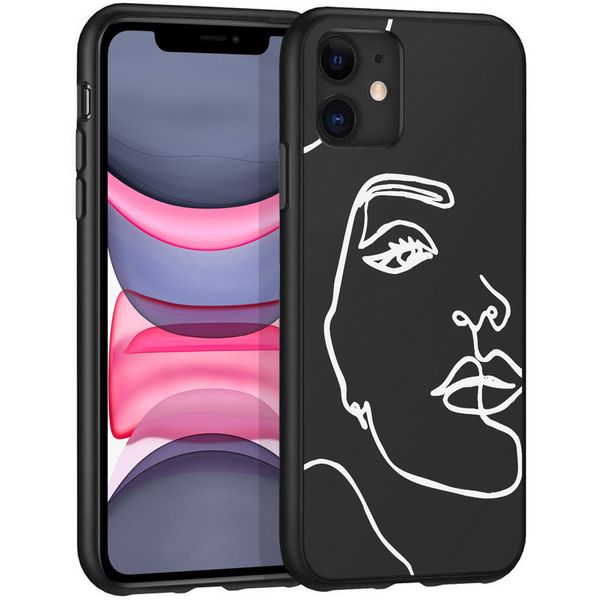 imoshion Design Hülle iPhone 11 - Abstraktes Gesicht - Weiß / Schwarz