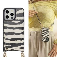 Selencia Nova HandyHülle mit Kordel und Kartenhalter Apple iPhone 15 Pro Max - Zazzy Zebra