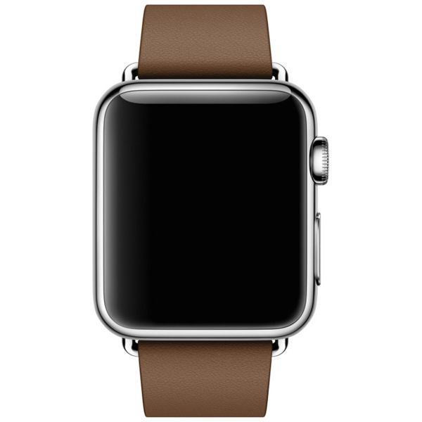 Apple Leather Band Modern Buckle für das  Apple Watch Series 1 t/m 9 / SE (38/40/41 mm) | Series 10 / 11 (42 mm) - Größe M - Braun