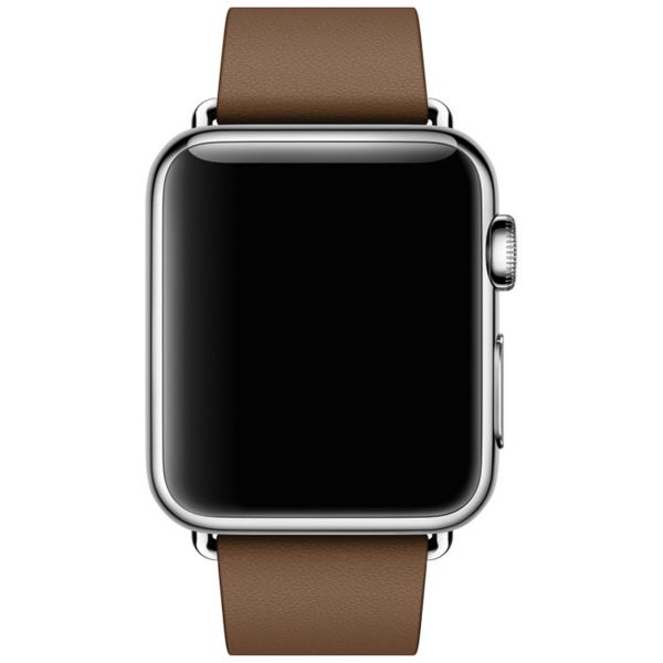 Apple Leather Band Modern Buckle für die Apple Watch Series 1 bis 9 / SE (38/40/41 mm) | Series 10 (42 mm) - Größe M - Braun