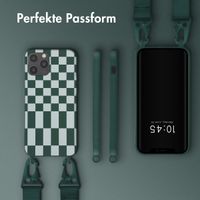 Selencia Silikonhülle design mit abnehmbarem Band für das Apple iPhone 12 (Pro) - Irregular Check Green