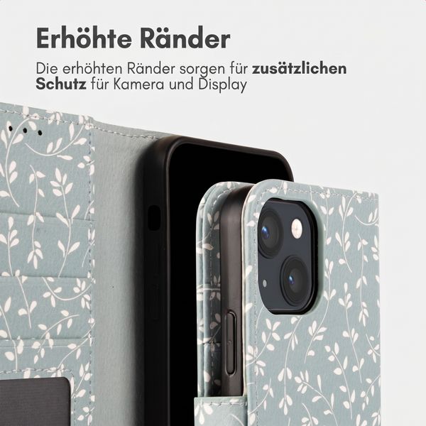 imoshion Design Klapphülle Apple iPhone 13 - Smoke Green Flowers